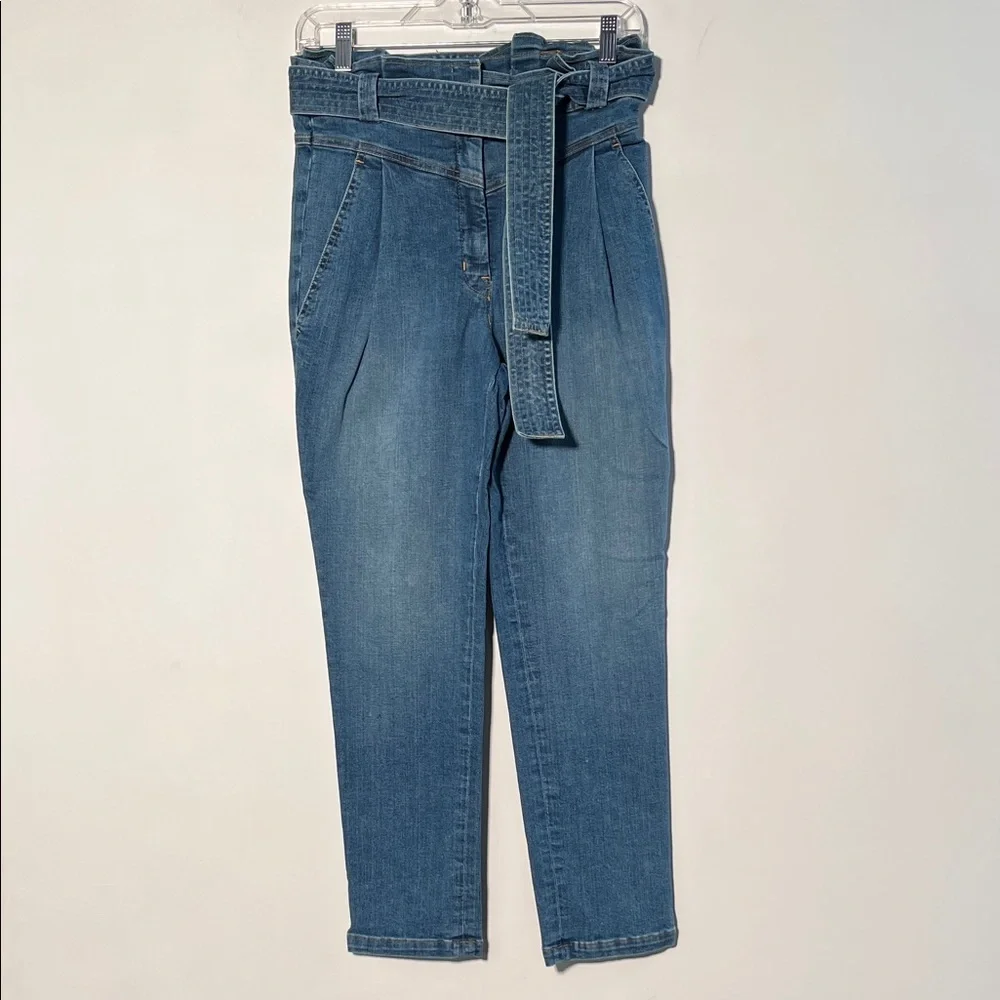 A.L.C. Casual Davis Denim Blue Self Tie Paper Bag High Waist Ankle/Crop Jeans 6